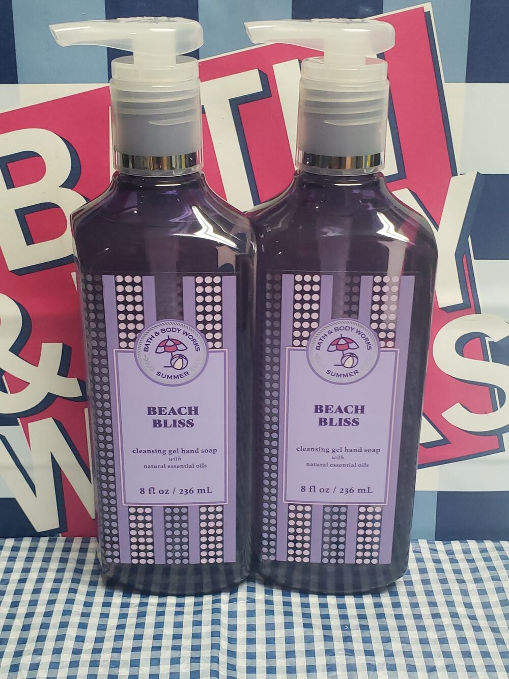 BBW Beach Bliss Cleansing Gel Hand Soap w. Natural Essential Oils 2 Pack